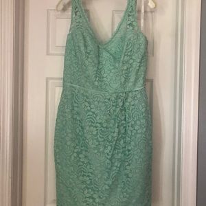 David’s Bridal Lace Short Mint dress